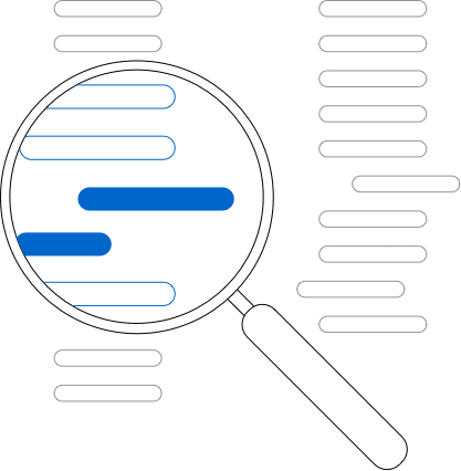 NAVIFY® Illustration: Magnifying glass over data lines